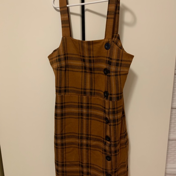 Taupe and Brown Plaid Dress for Women - Picture 3 of 5